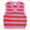 Bobo Choses V-Neck Multicolour Stripes Vest - Pink - Thumbnail 1