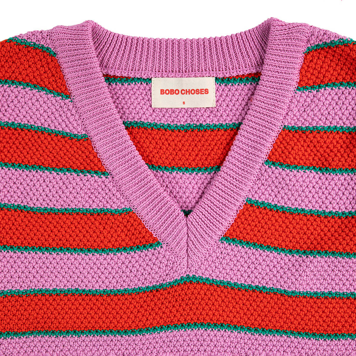 Bobo Choses V-Neck Multicolour Stripes Vest - Pink - Image 2 of 5