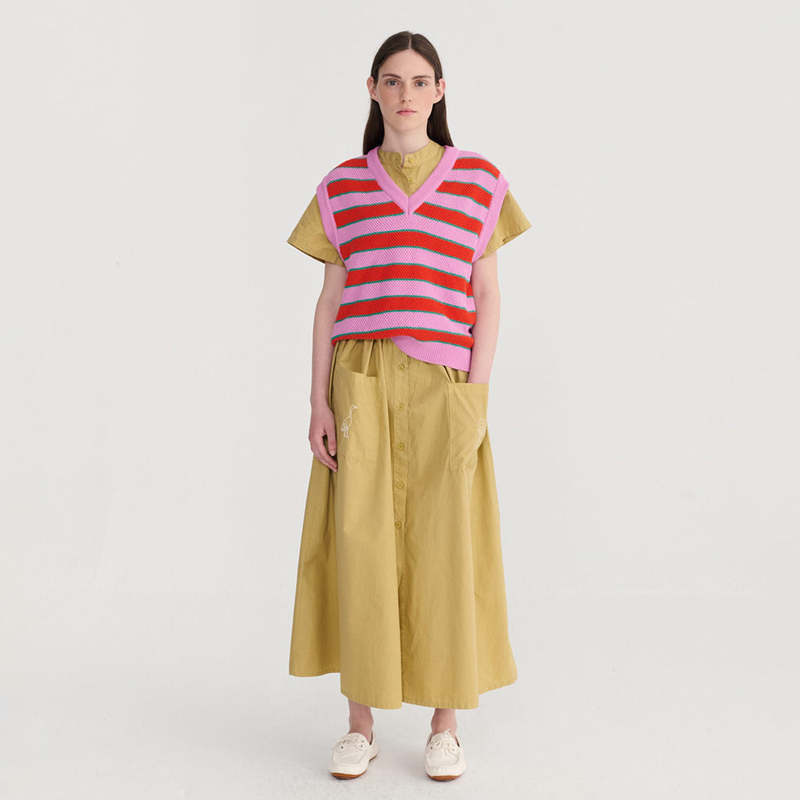 Bobo Choses V-Neck Multicolour Stripes Vest - Pink