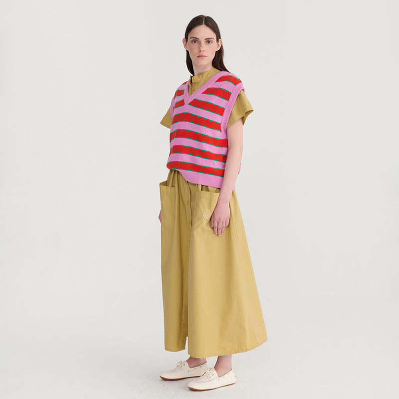 Bobo Choses V-Neck Multicolour Stripes Vest - Pink