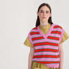 Bobo Choses V-Neck Multicolour Stripes Vest - Pink - Thumbnail 5
