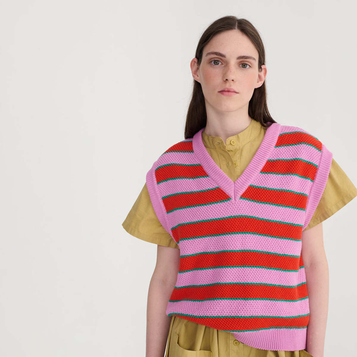 Bobo Choses V-Neck Multicolour Stripes Vest - Pink - Image 5 of 5