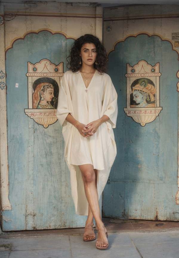 IKKIVI Clara Kaftan Dress - Off-White