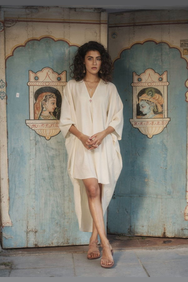 IKKIVI Clara Kaftan Dress - Off-White