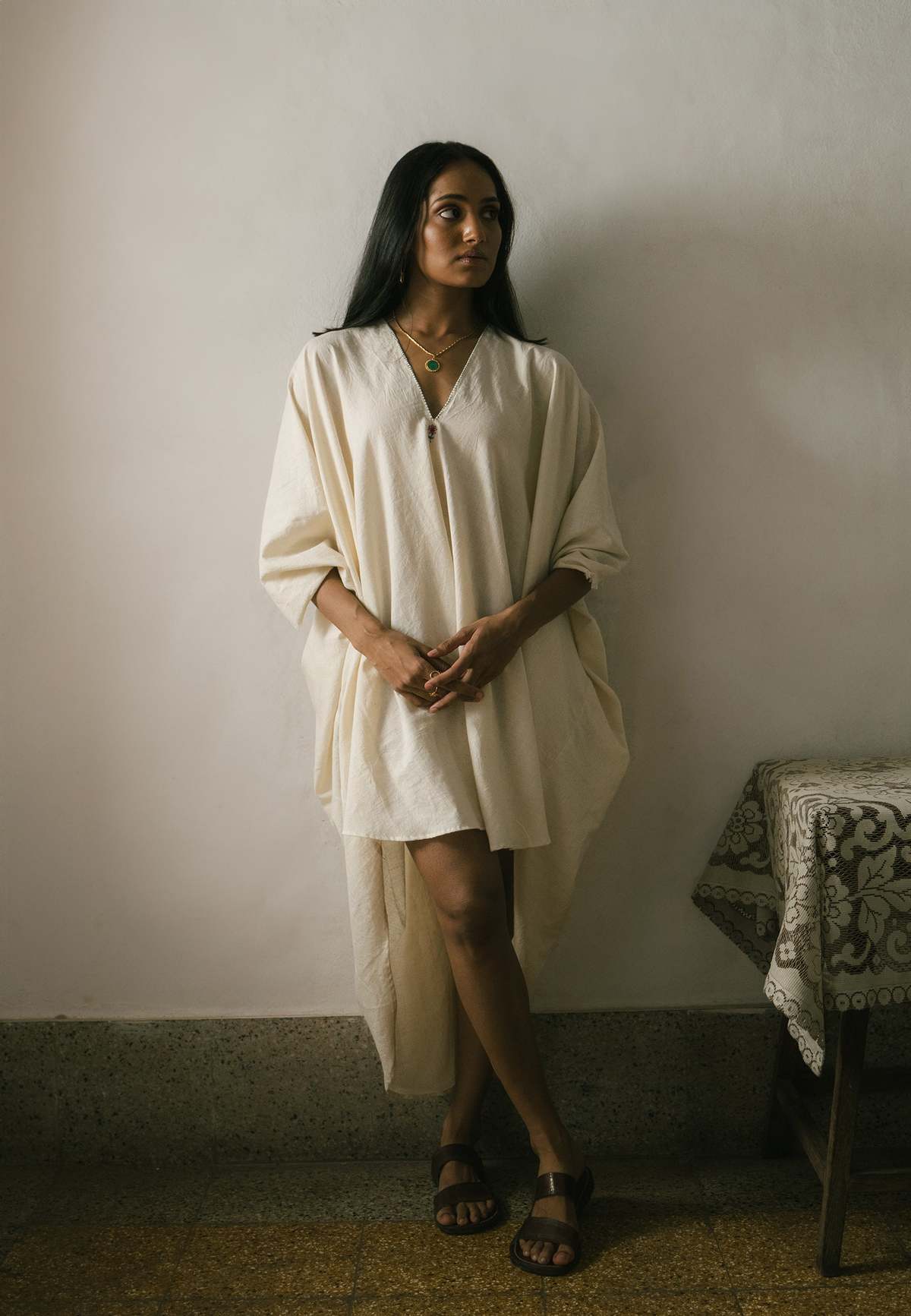 IKKIVI Clara Kaftan Dress - Off-White - Image 2 of 10