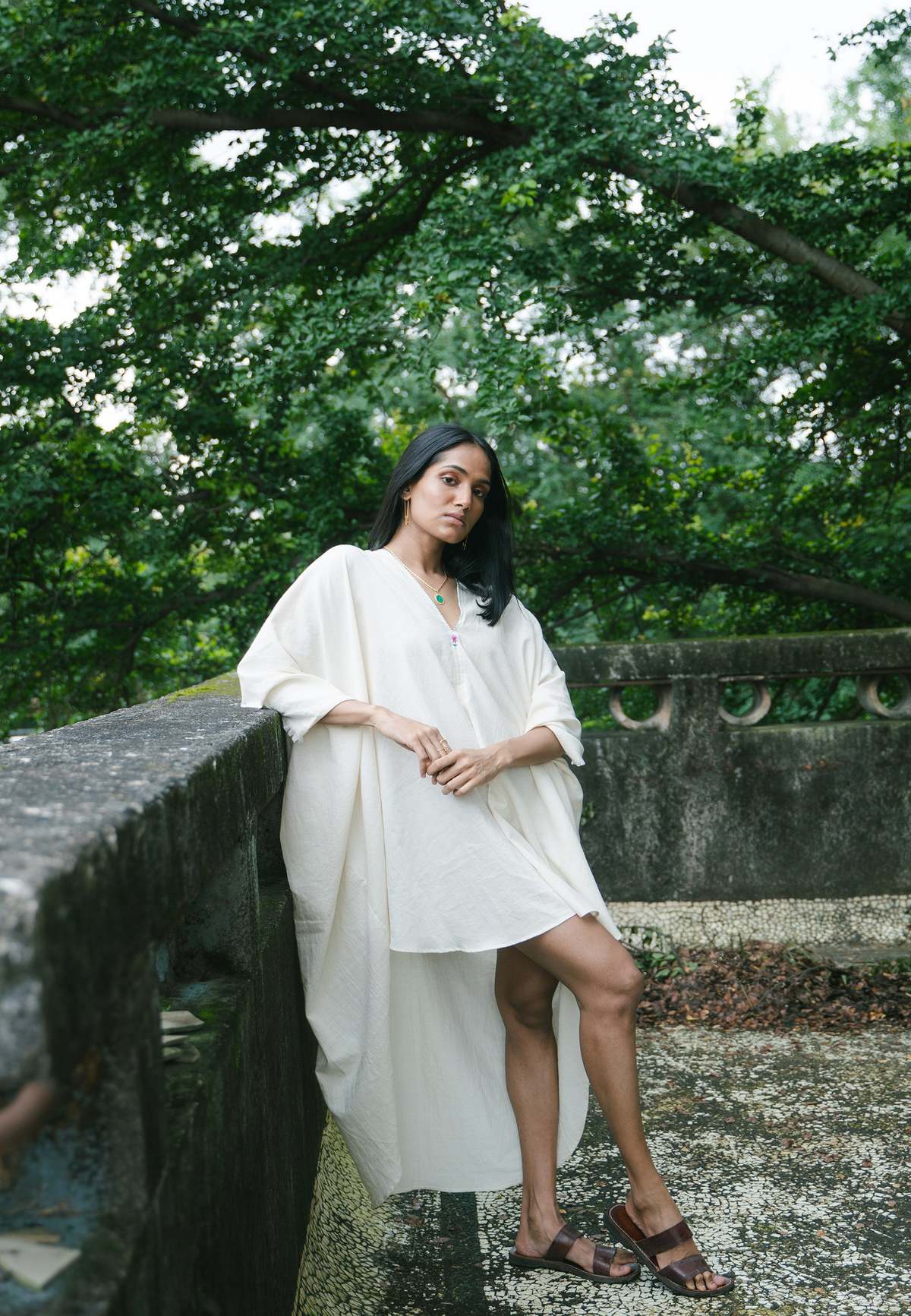 IKKIVI Clara Kaftan Dress - Off-White - Image 8 of 10