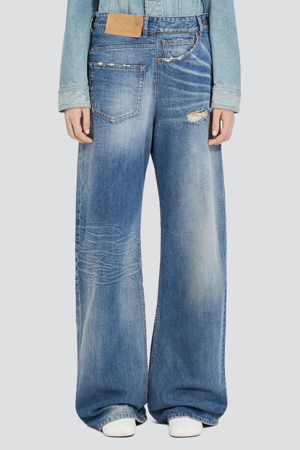 MM6 Maison Margiela Blue Twist Wide Leg Jean