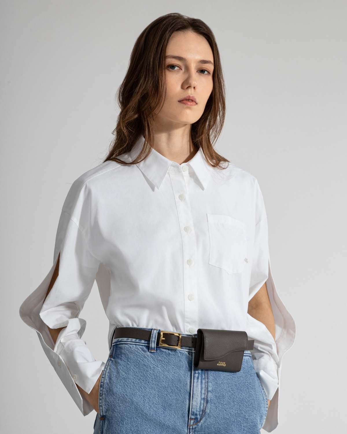 Future Classics Split Sleeves Cropped Shirt - Off White - Image 3 of 4