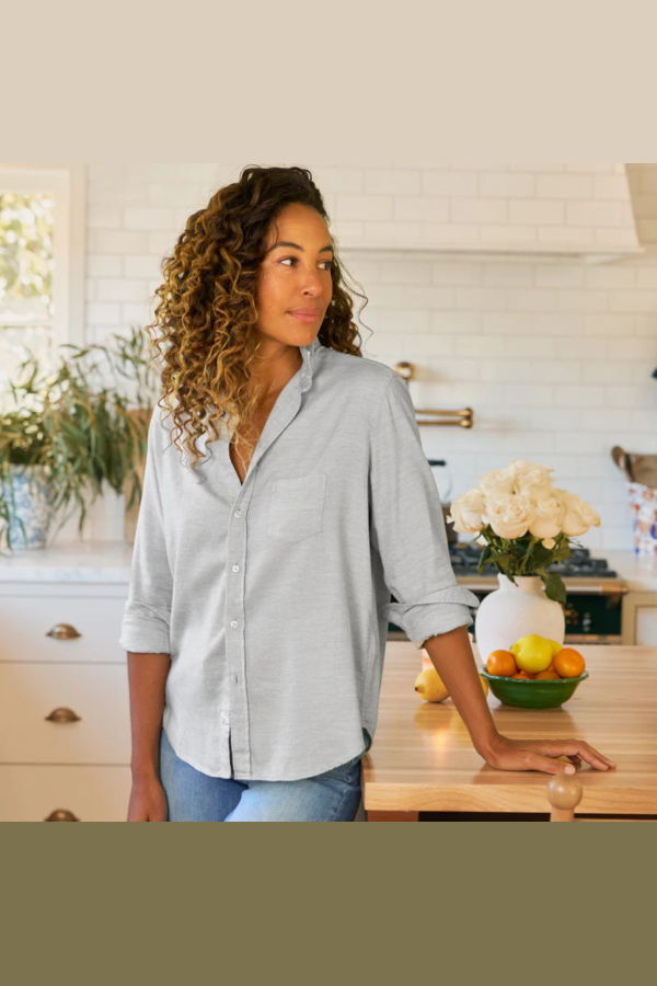 Frank & Eileen Eileen Relaxed Button-Up Shirt - Light Grey