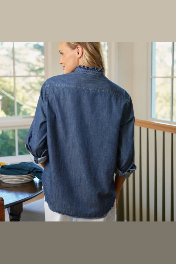 Frank & Eileen Eileen Ruffle Shirt - Vintage Dark Wash