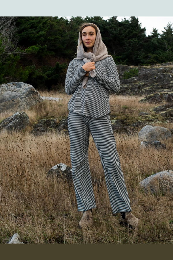 Ship Supply Hemp Stripe Baselayer Pant - Black