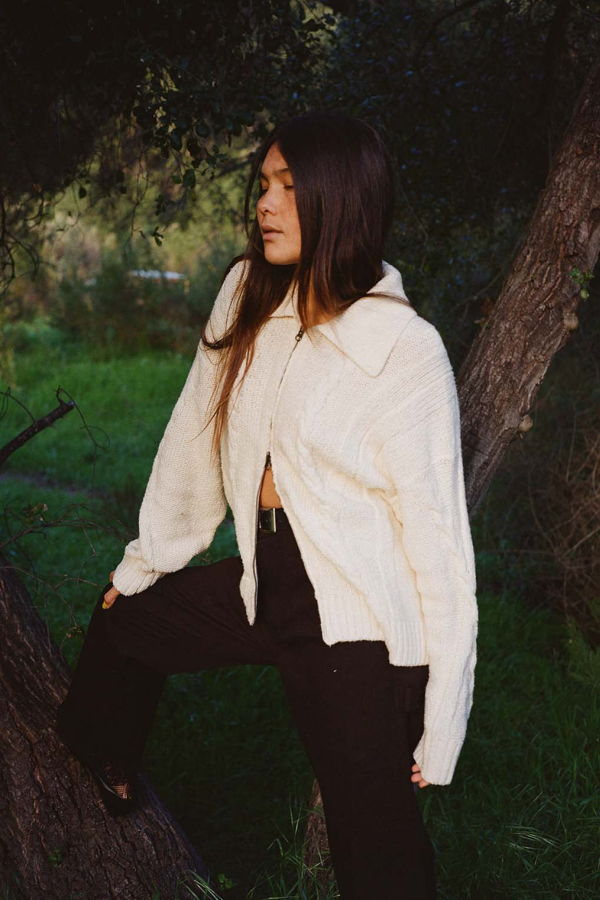 Noble Braided Knit Cardigan - Oat Milk