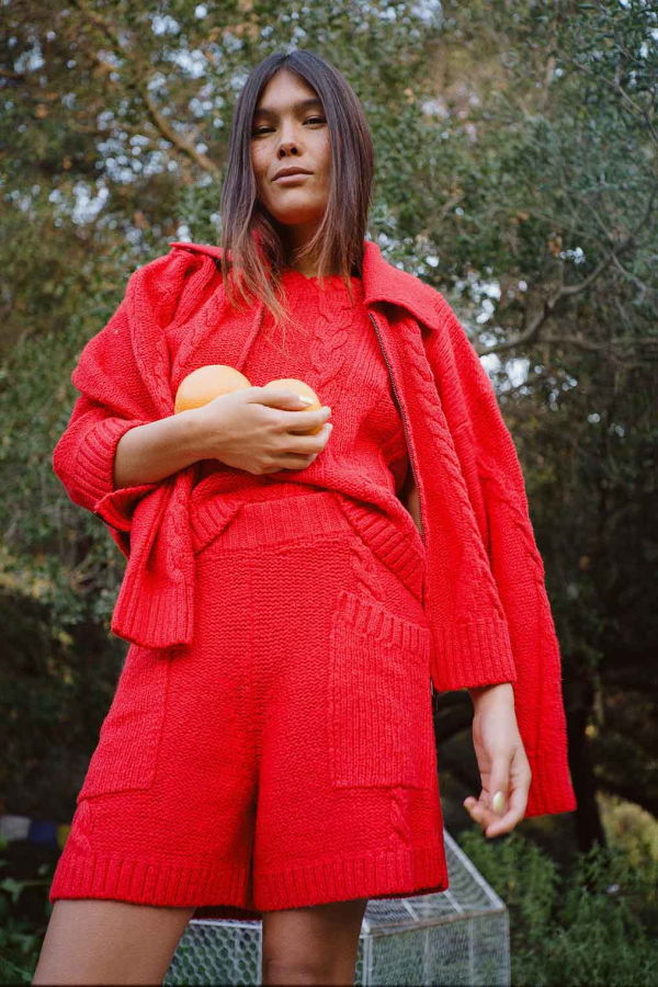 Noble Braided Knit Shorts - Paprika