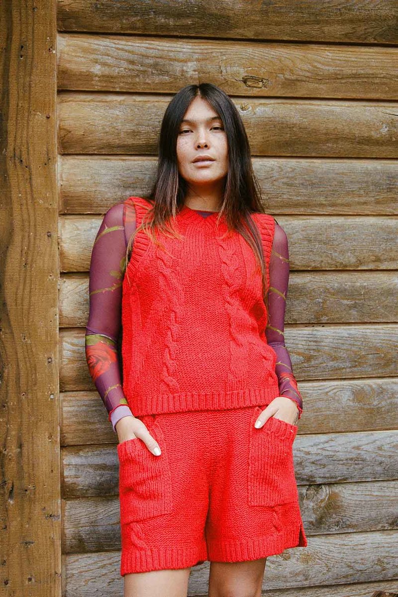 Noble Braided Knit Shorts - Paprika