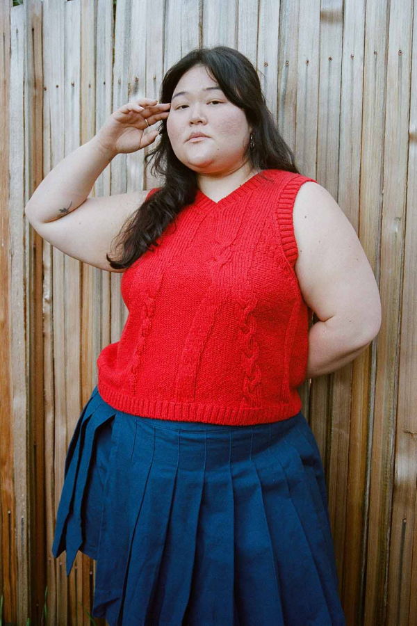 Noble Braided Knit Vest - Paprika