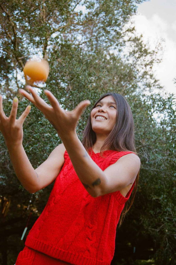 Noble Braided Knit Vest - Paprika