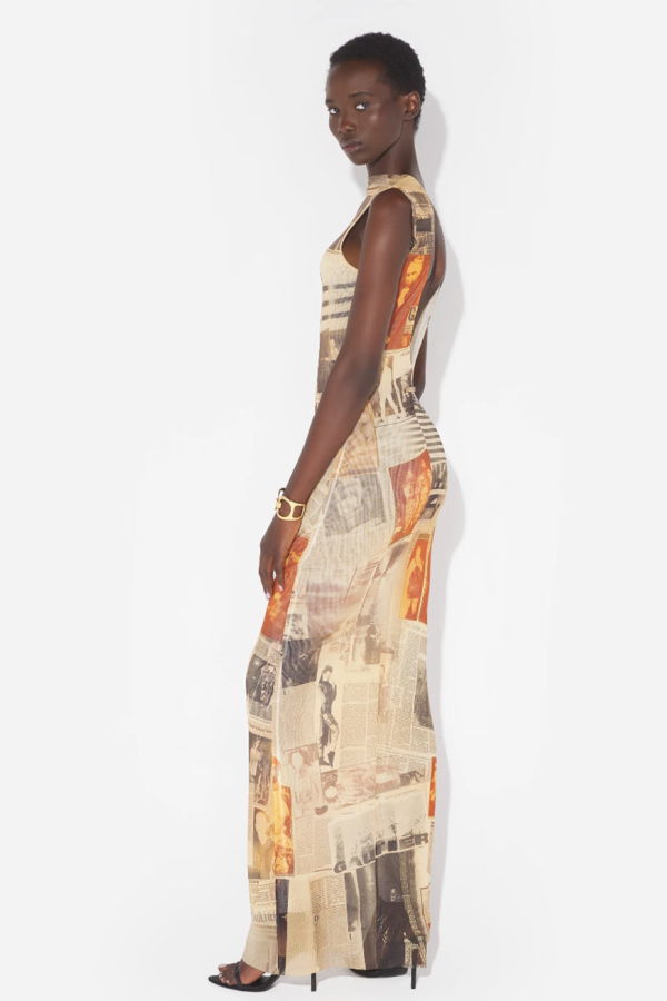 Jean Paul Gaultier Mesh Journal Maxi Dress