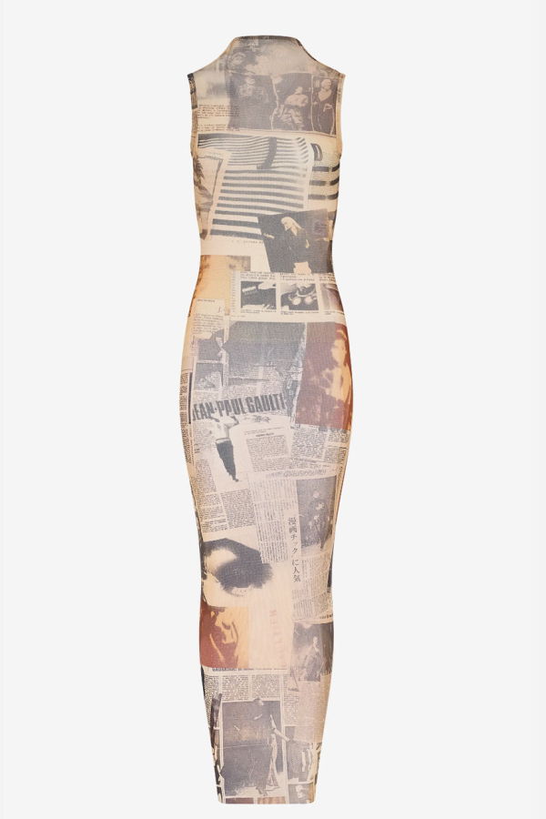 Jean Paul Gaultier Mesh Journal Maxi Dress