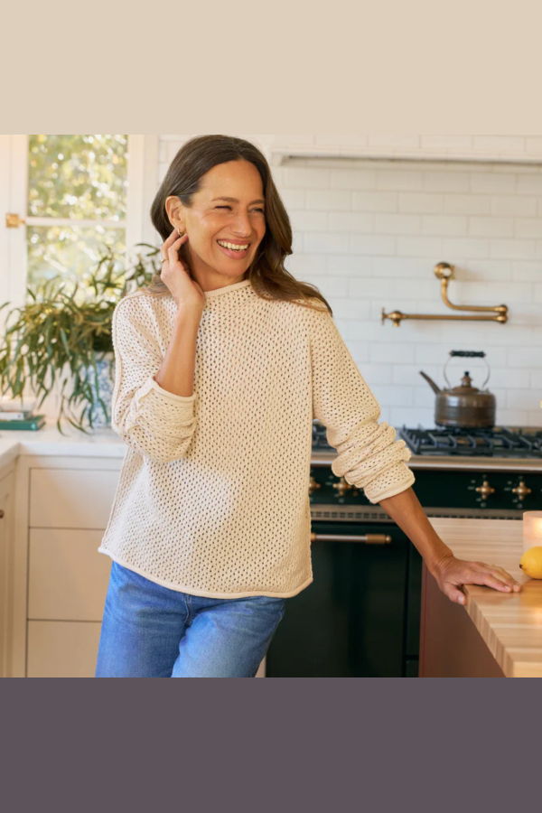 Frank & Eileen Monterey Pointelle Sweater - Sand