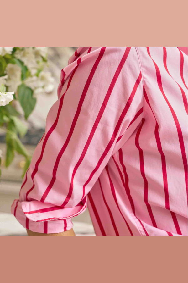 Frank & Eileen Silvio Untuckable Button-Up Shirt - Pink & Red Stripe