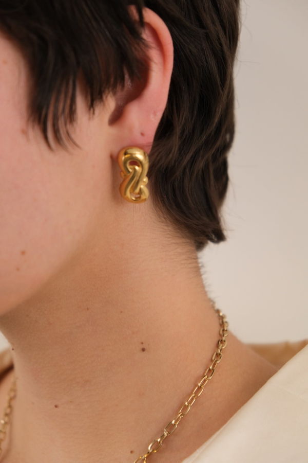 Hermine Vintage Gold-Plated Sculptural Earrings - Gold