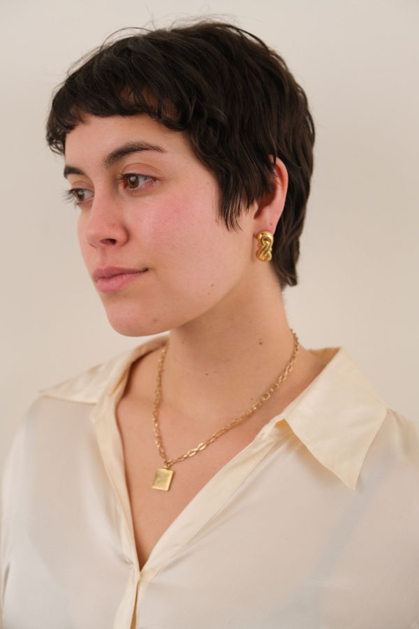 Hermine Vintage Gold-Plated Sculptural Earrings - Gold