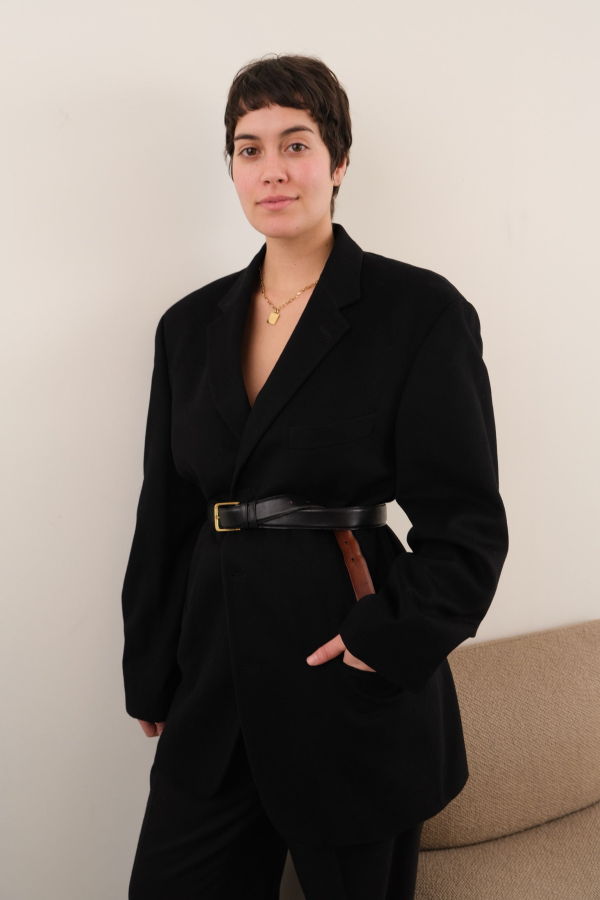 Hermine Vintage Obsidian Hugo Boss Wool Cashmere Three Button Blazer - Black