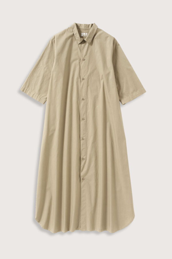 Labo.Art Chiara Short Sleeve Button Down Dress - Khaki