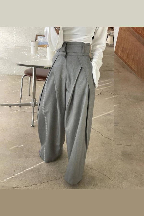 The Collective Park City High-Waisted Wide-Leg Trouser Pant - Gray