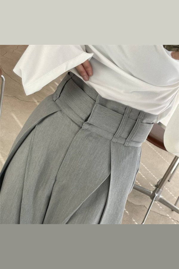 The Collective Park City High-Waisted Wide-Leg Trouser Pant - Gray