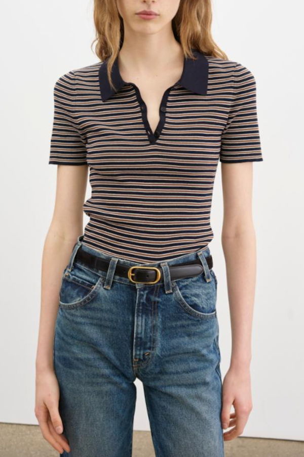 Nili Lotan Gemmatta Stripe Polo Top
