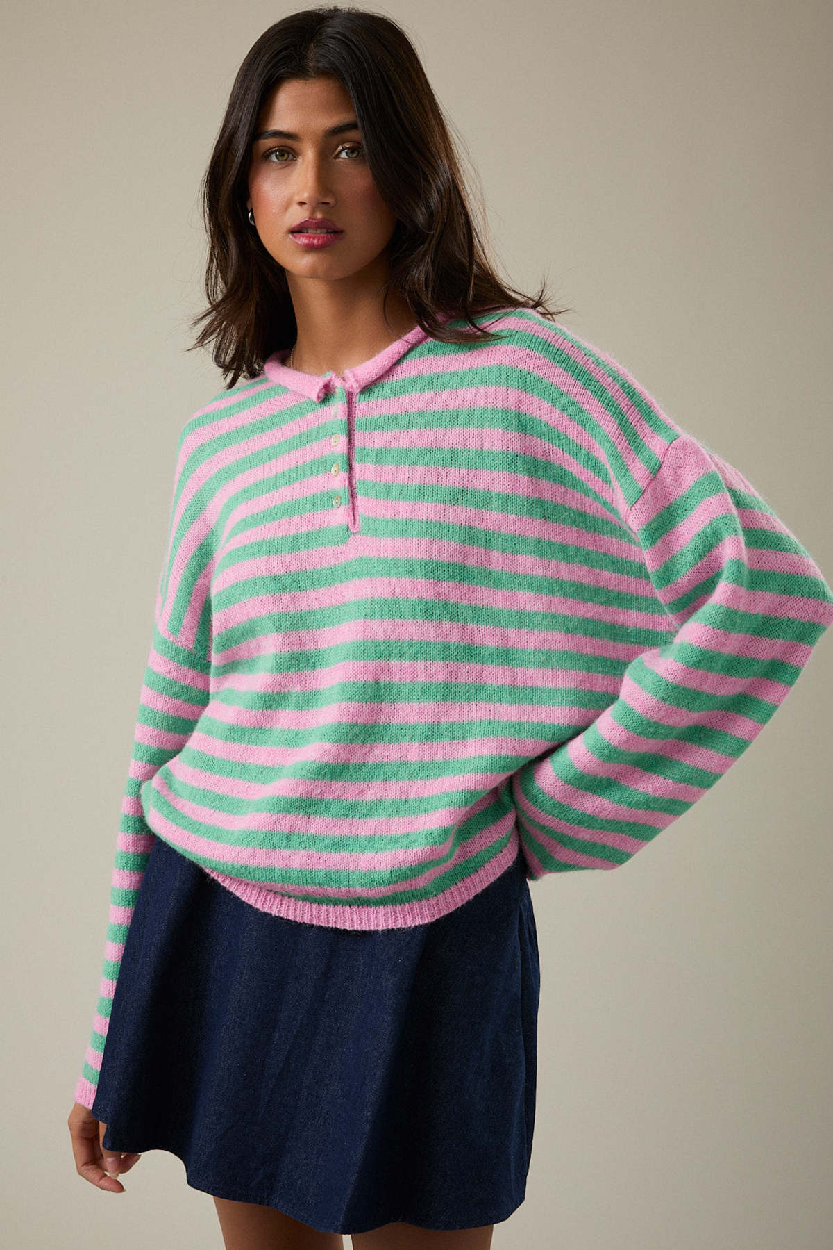 Azalea Laurel Henley Sweater - Image 1 of 6