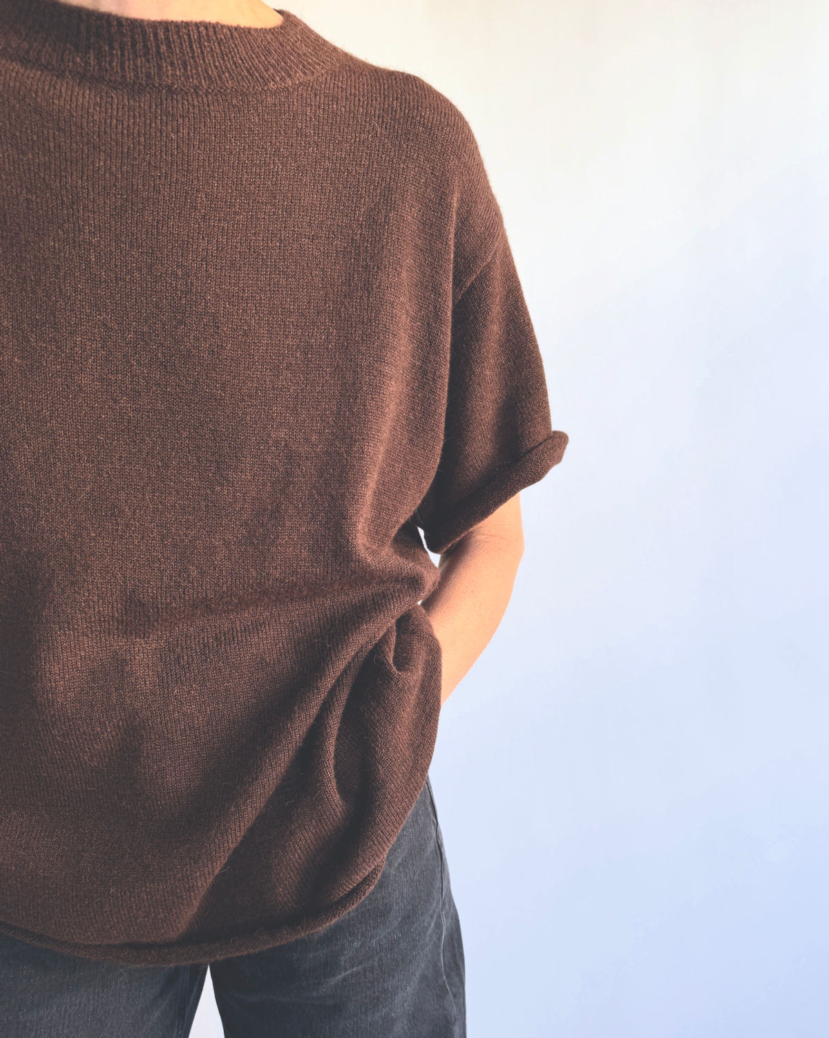 MAMÈNE Boyfriend Knit Tee - Cocoa - Image 2 of 2