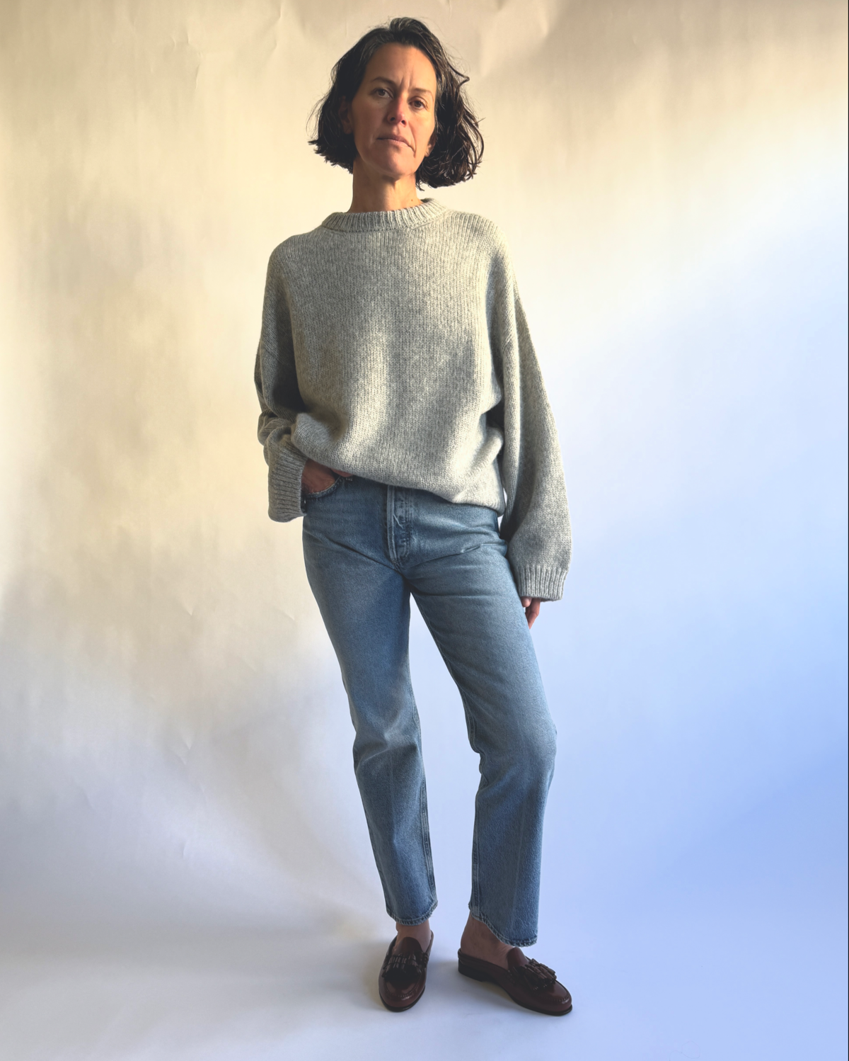 MAMÈNE Boyfriend Sweater - Heather Grey - Image 2 of 2