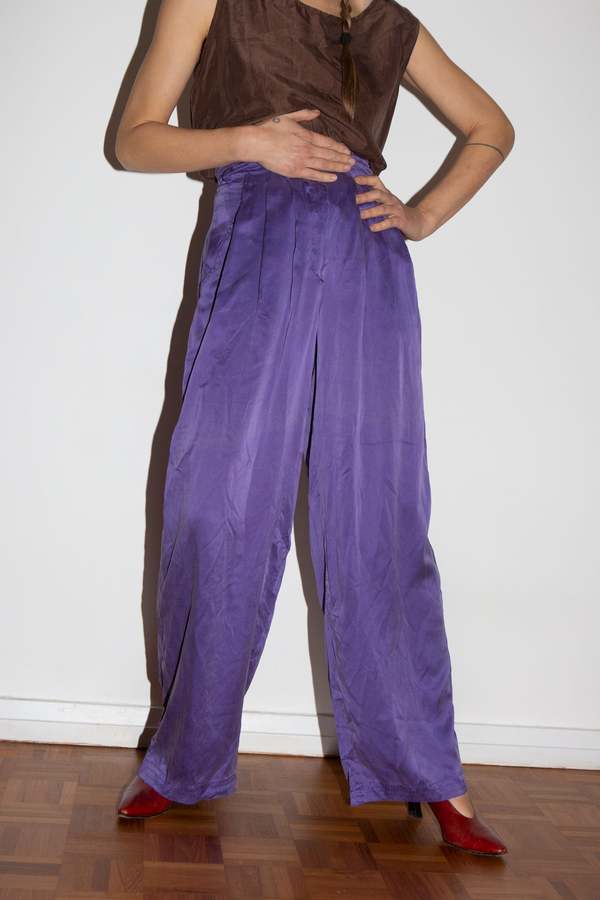 1980s Silk Trousers - Mauve 1980s Silk Trousers - Mauve