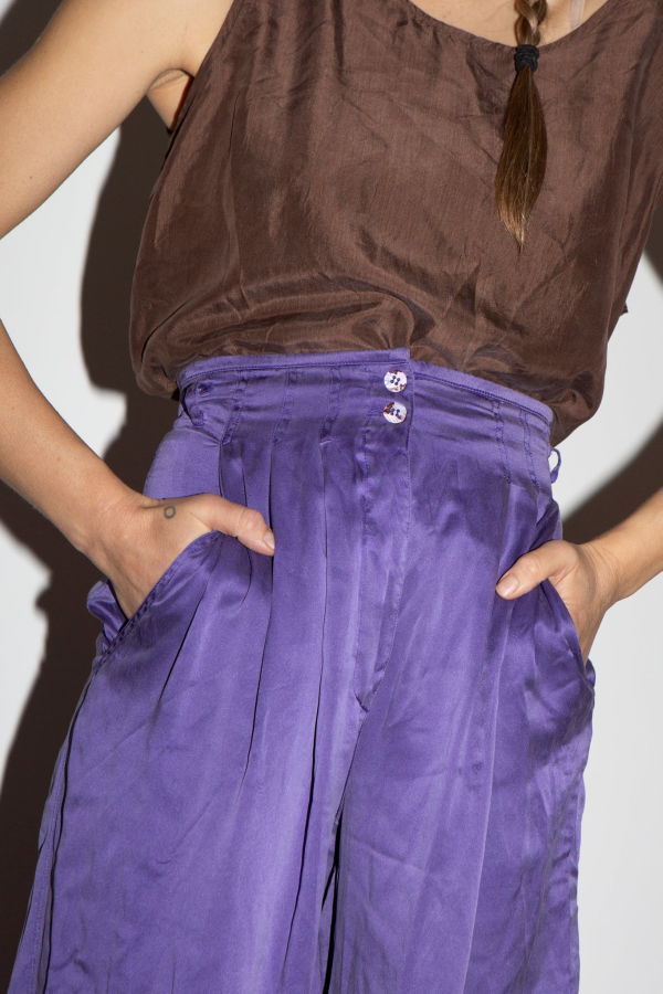 1980s Silk Trousers - Mauve