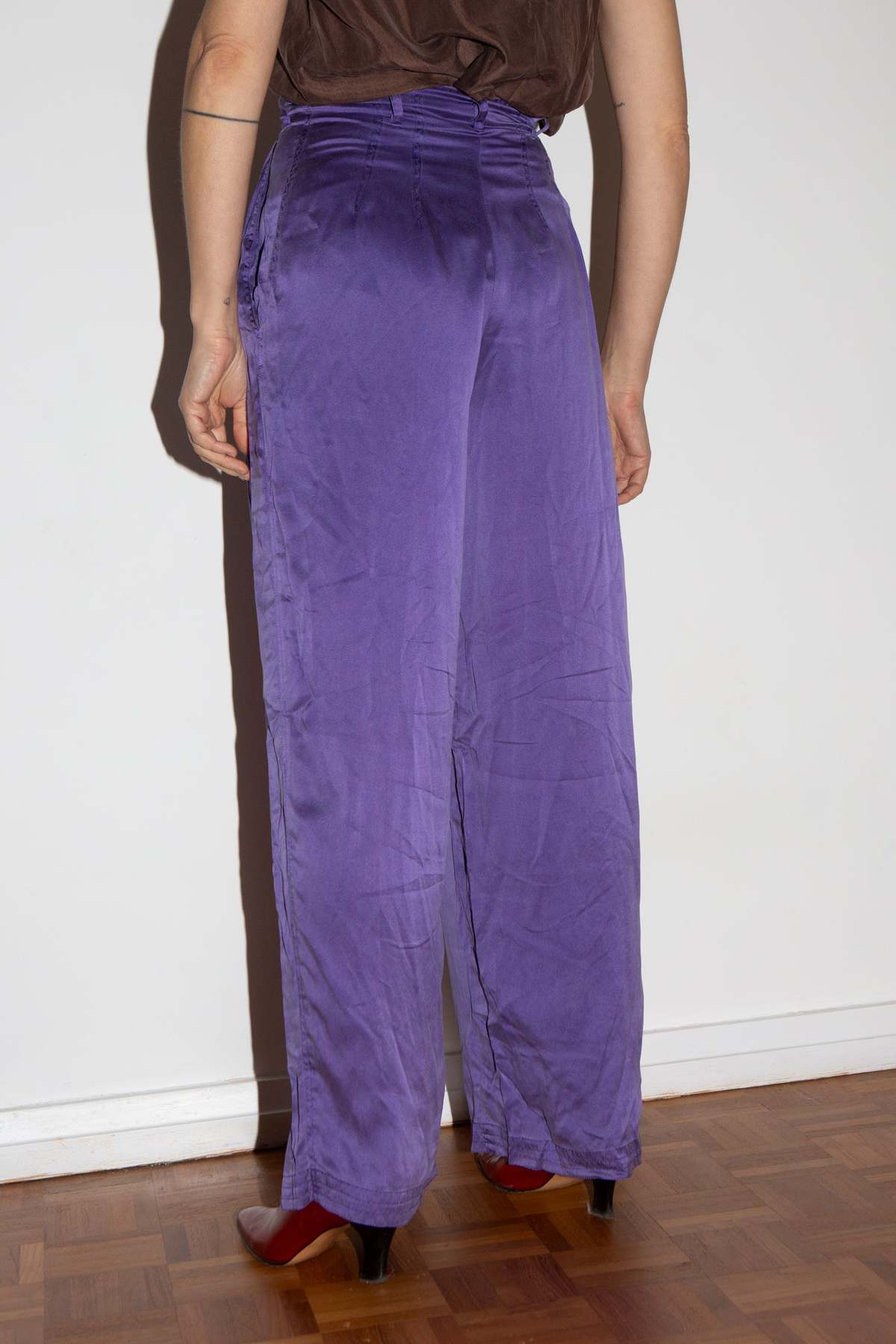 1980s Silk Trousers - Mauve - Image 3 of 3