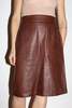 Grain Leather Skirt - Chestnut Brown - Thumbnail 1