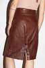 Grain Leather Skirt - Chestnut Brown - Thumbnail 2