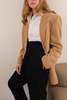 Hermine Vintage Sand Camel Hair Two Button Blazer - Thumbnail 4