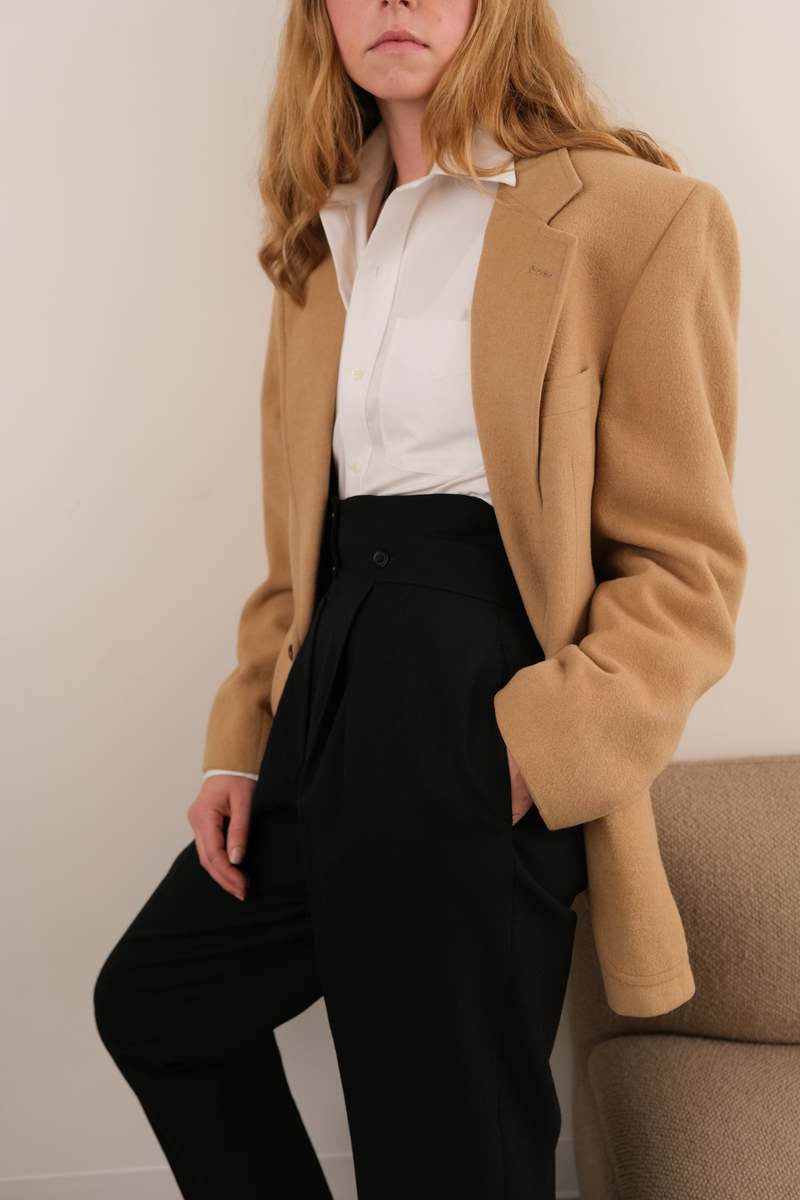 Hermine Vintage Sand Camel Hair Two Button Blazer