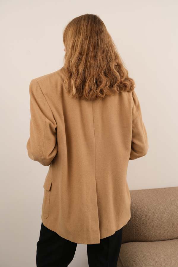 Hermine Vintage Sand Camel Hair Two Button Blazer