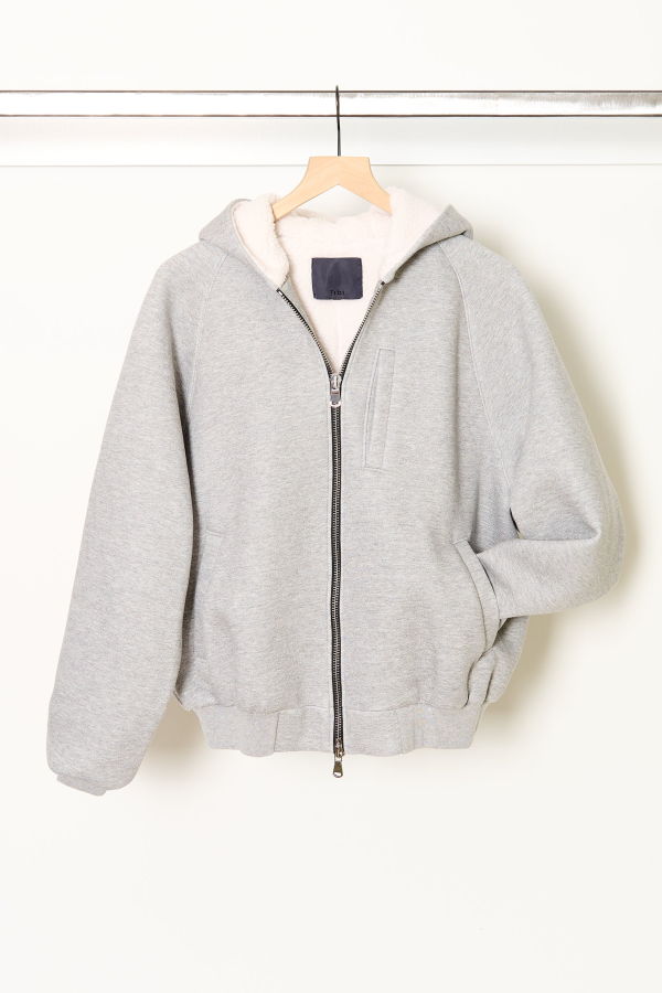 Tibi Compact Tech French Terry Zip-Up Hoodie
