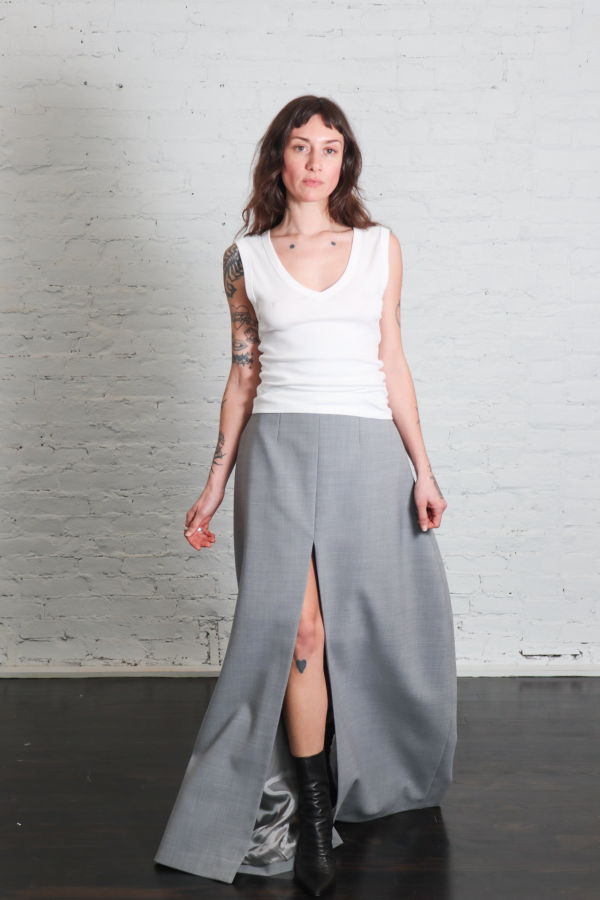 A.W.A.K.E. MODE Pant Skirt - Grey Melange
