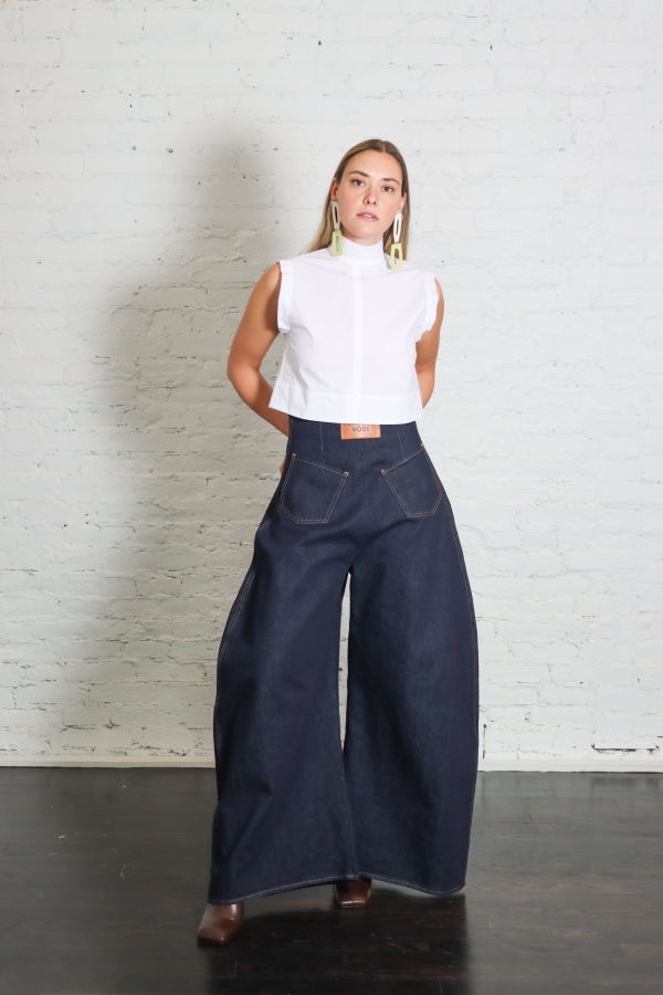 A.W.A.K.E. MODE Rounded Back To Front Jeans - Mid Blue