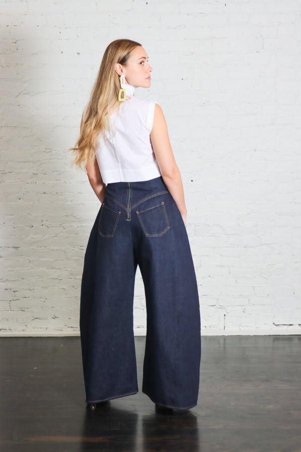 A.W.A.K.E. MODE Rounded Back To Front Jeans - Mid Blue