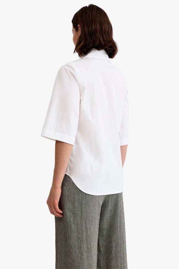 Smythe 3/4 Sleeve Point Collar Shirt - White