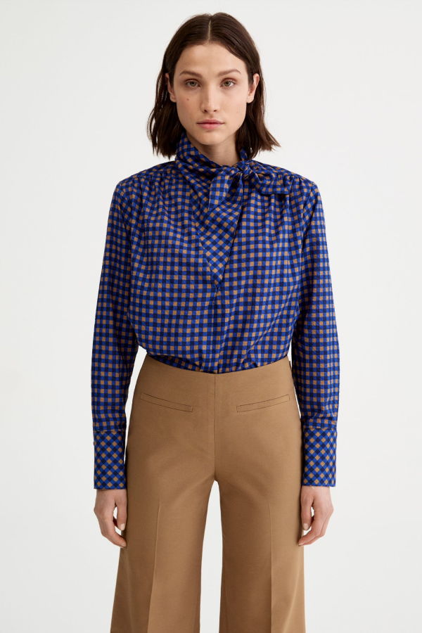 Smythe Bandana Neck Shirt - Blue Gingham