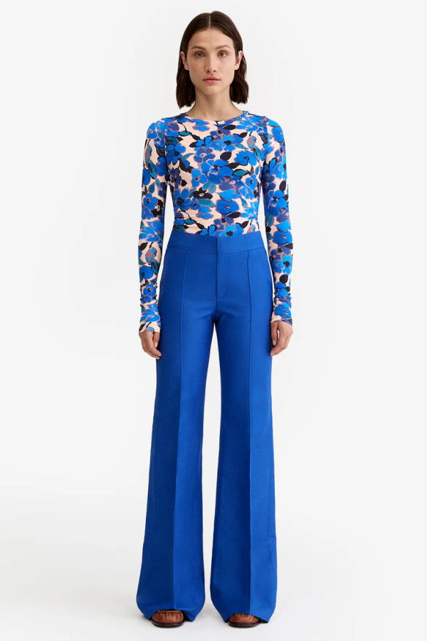 Smythe Wide Leg Pintuck Trousers - Nautical Blue