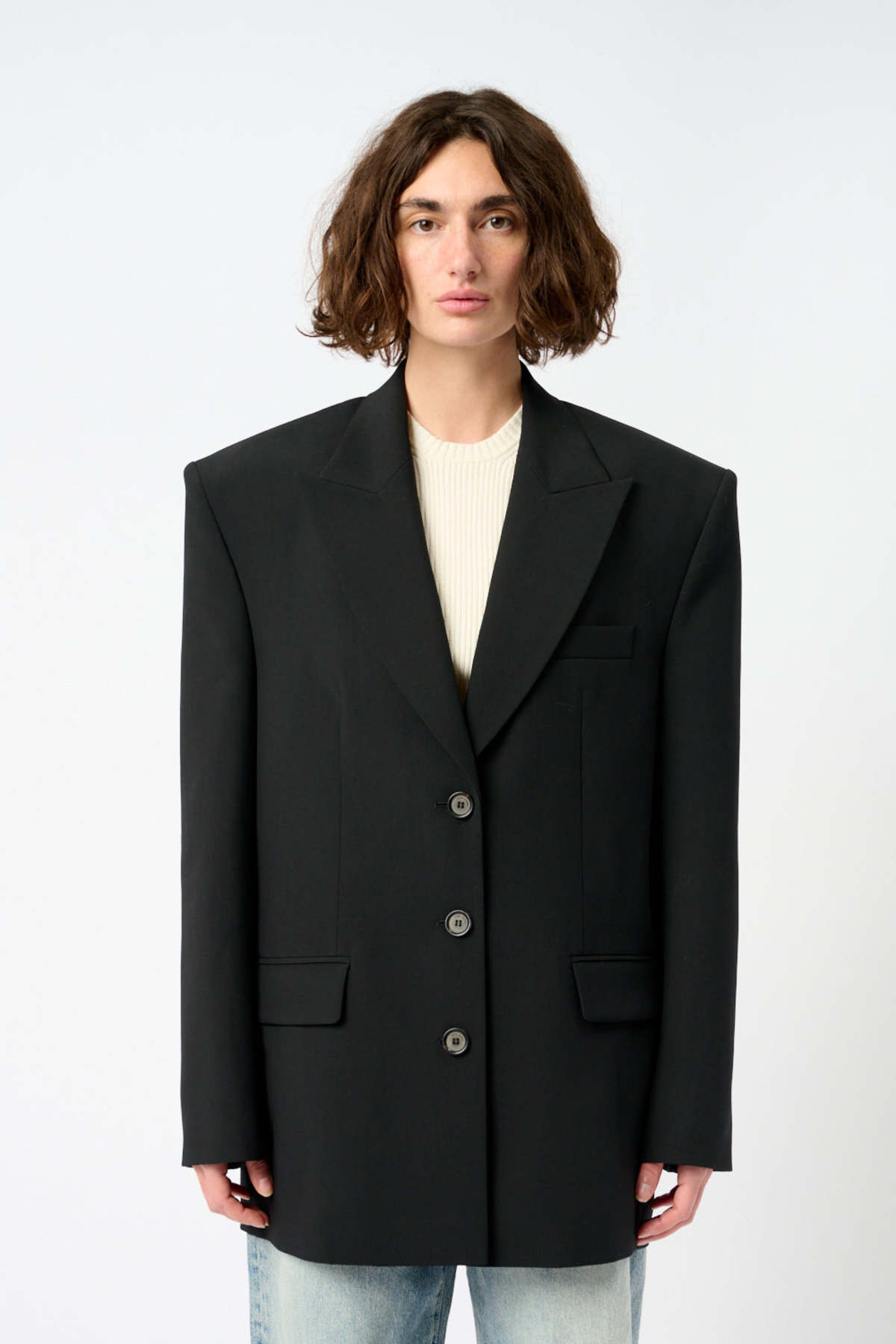Magda Butrym The Silk and Wool-Blend Satin Blazer - Image 1 of 5